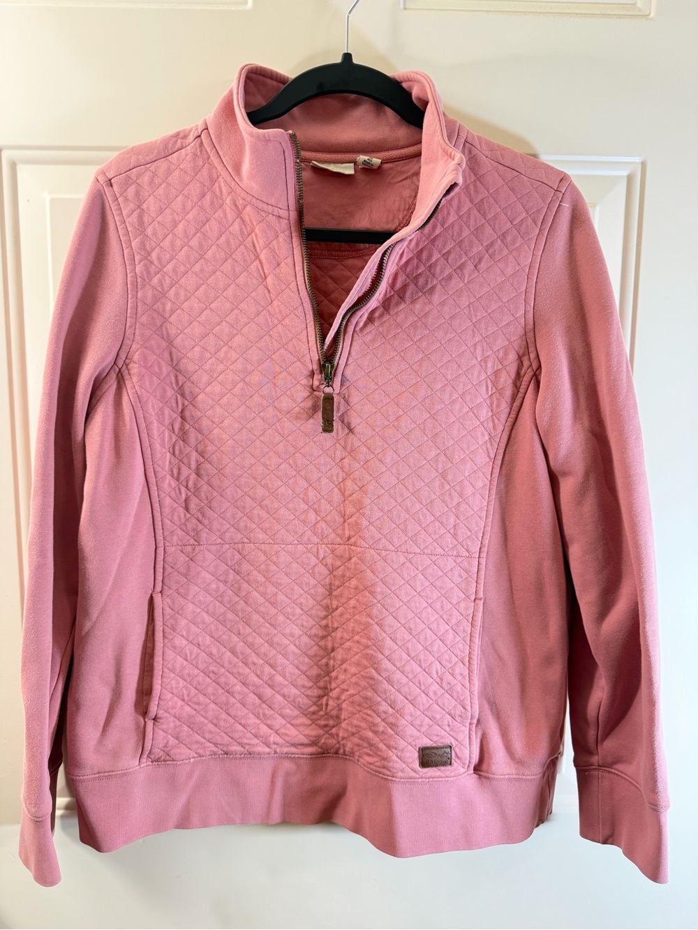 L.L.Bean Quilted Quarter Zip Pullover Women’s Size Medium Pink